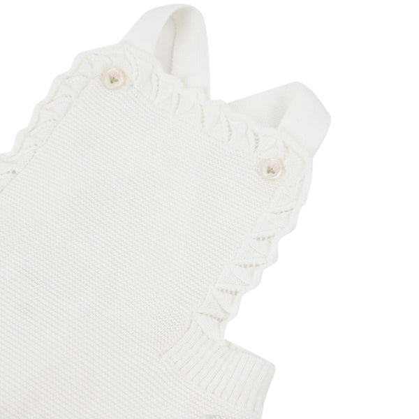 Cream Baby Knit Overalls