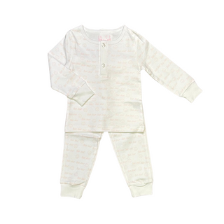 White/Pink Bon Jour Smile Pajama Set