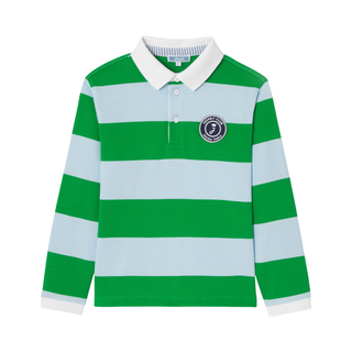 Blue and Green Tanagra Long Sleeve Polo