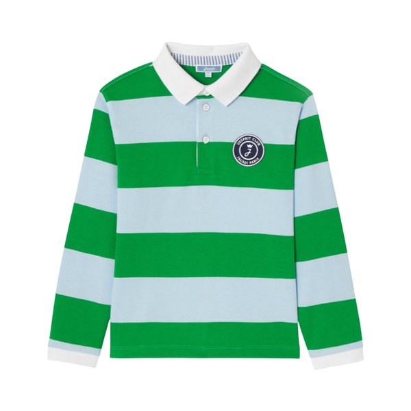 Blue and Green Tanagra Long Sleeve Polo