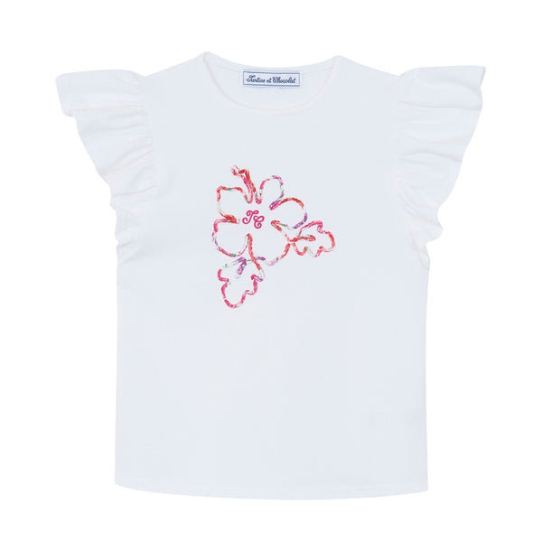 White Hibiscus Flower Tee