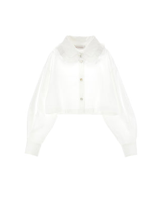 Ivory Tulle Collar Cropped Blouse