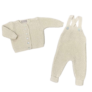 Butter Knit Crew Cardigan and Overalls Set