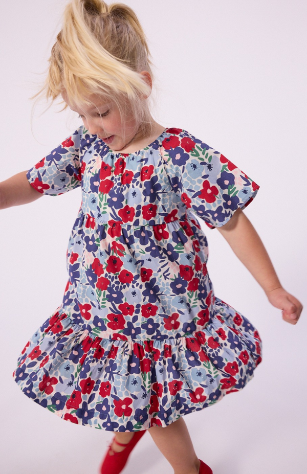 Multicolor Flower Dropwaist Dress