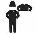 Black Footie and Cardigan Set