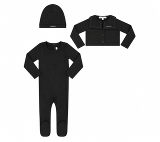 Black Footie and Cardigan Set