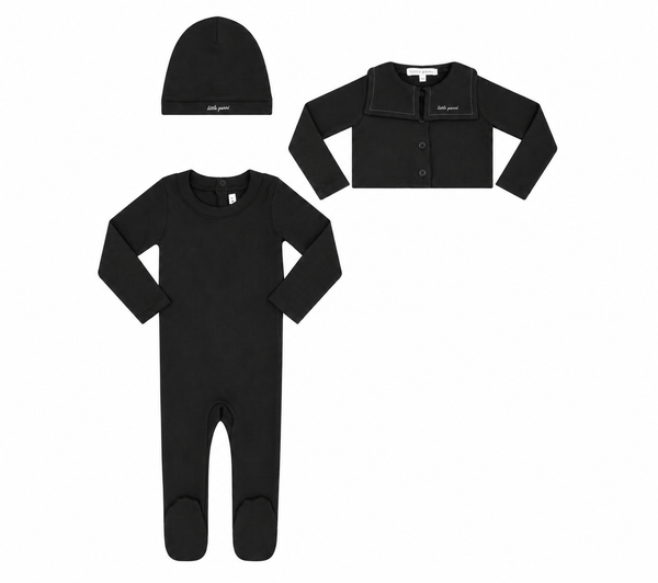 Black Footie and Cardigan Set