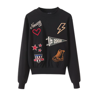 Black Varsity Applique Top