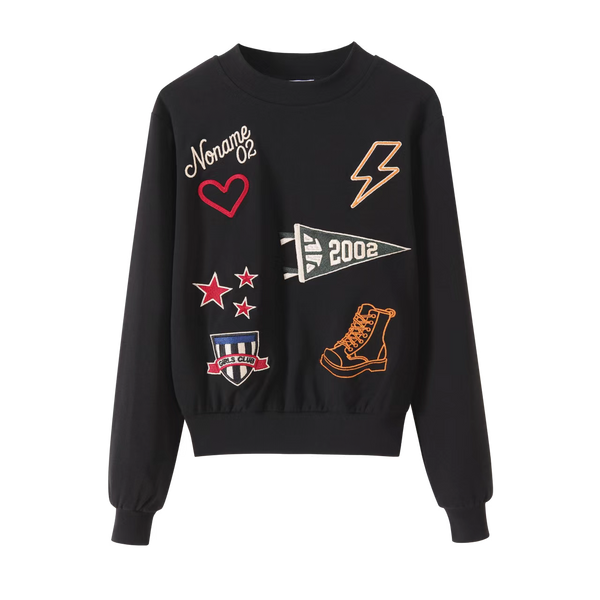 Black Varsity Applique Top