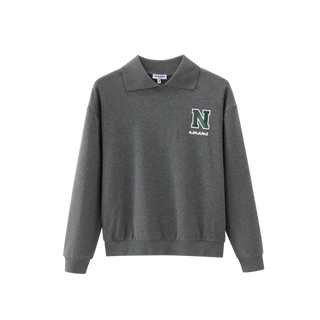 Charcoal Grey Jersey Polo Top