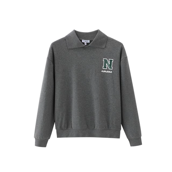 Charcoal Grey Jersey Polo Top
