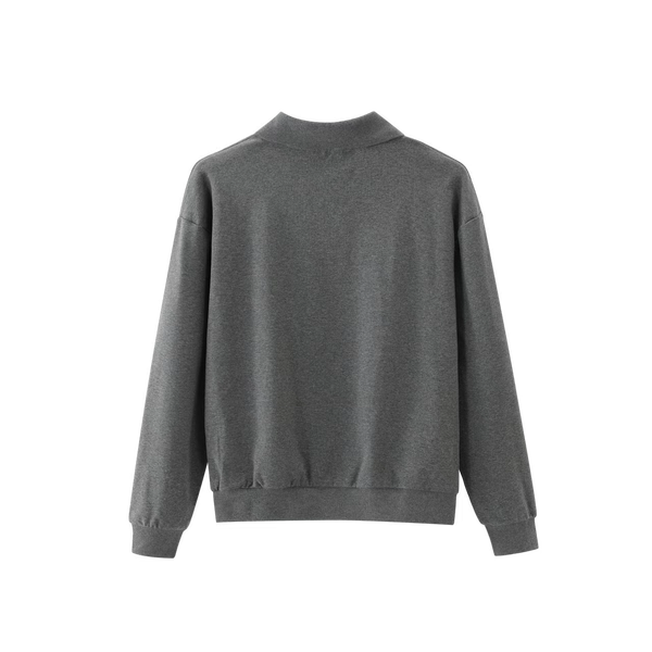 Charcoal Grey Jersey Polo Top