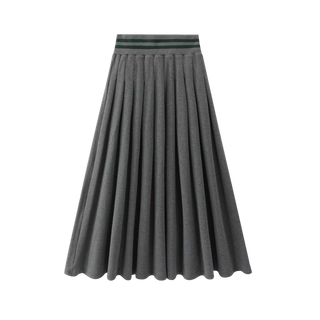Charcoal Grey Jersey Pleated Maxi Skirt