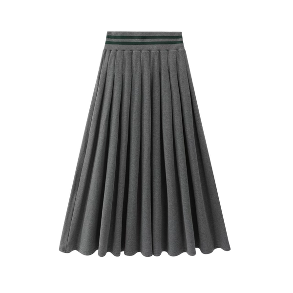 Charcoal Grey Jersey Pleated Maxi Skirt