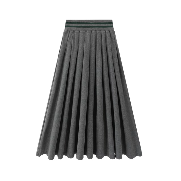 Charcoal Grey Jersey Pleated Maxi Skirt