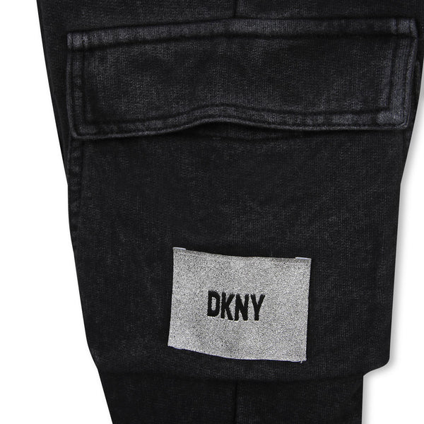 Black Dyed Cargo Pockets Sweatpants