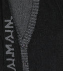 Black Contrast Cardigan with Logo Sleeve
