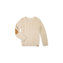 Oatmeal Fisherman Elbow Patch Sweater