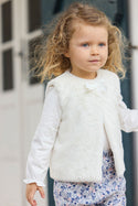 Ivory Baby Faux Fur Bow Vest