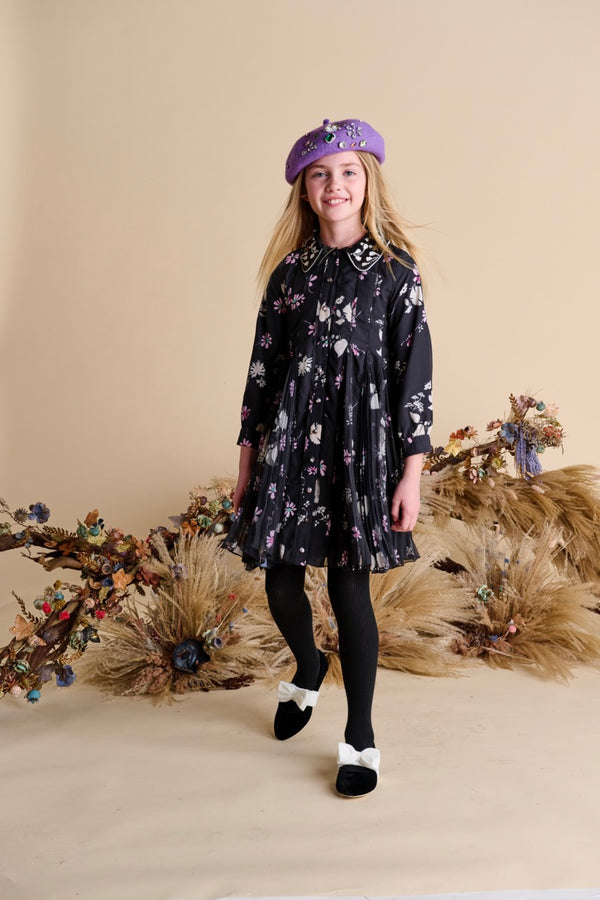 Black Floral Beaded Collar Dress 1529 22 Black Floral Beaded Collar Dress 1529 22