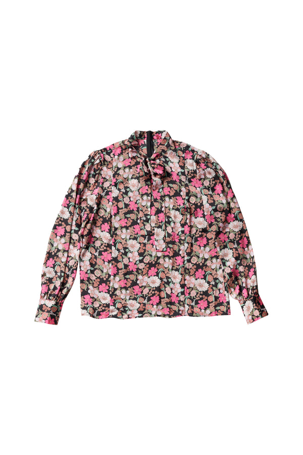 Pink Teen Floral Bow Blouse