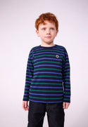 Navy and Green Striped Long Sleeve Tee
