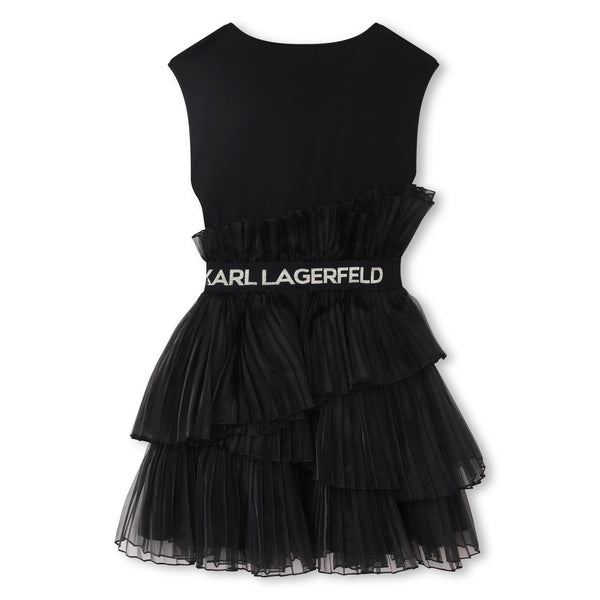 Black Organza Pleated Dress