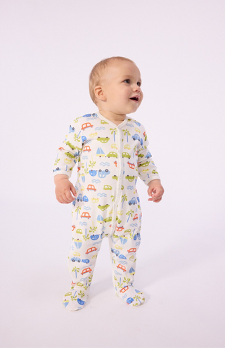 White Car Print Footie