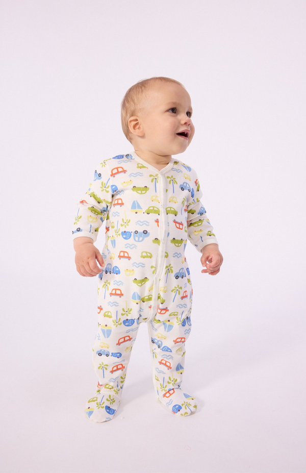 White Car Print Footie