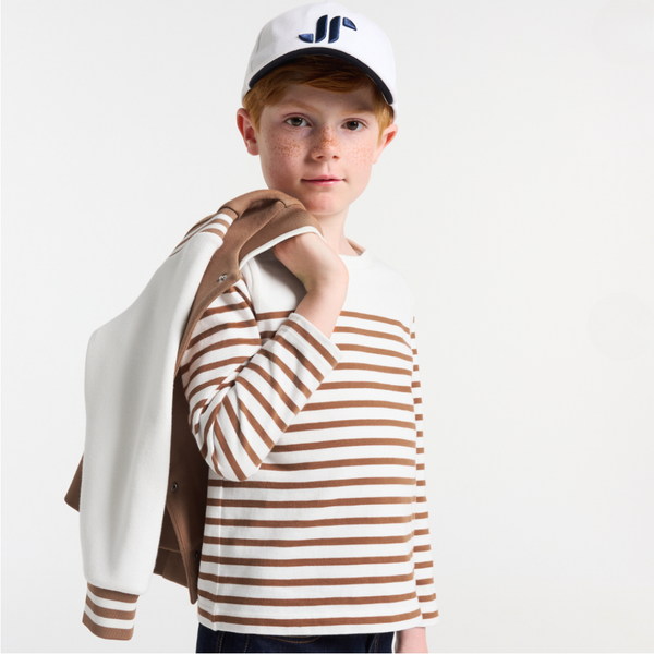 White and Beige Hermine Stripe Sweater