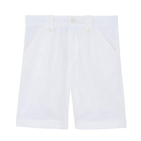 White Classic Linen Short