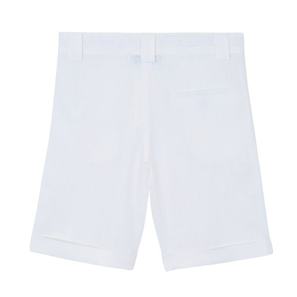 White Classic Linen Short