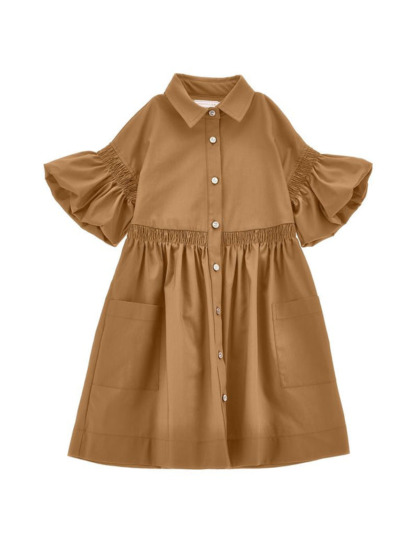 Caramel Button Shirt Dress