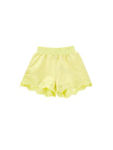 Yellow Eyelet Scallop Hem Short