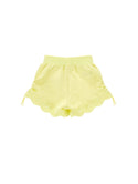 Yellow Eyelet Scallop Hem Short