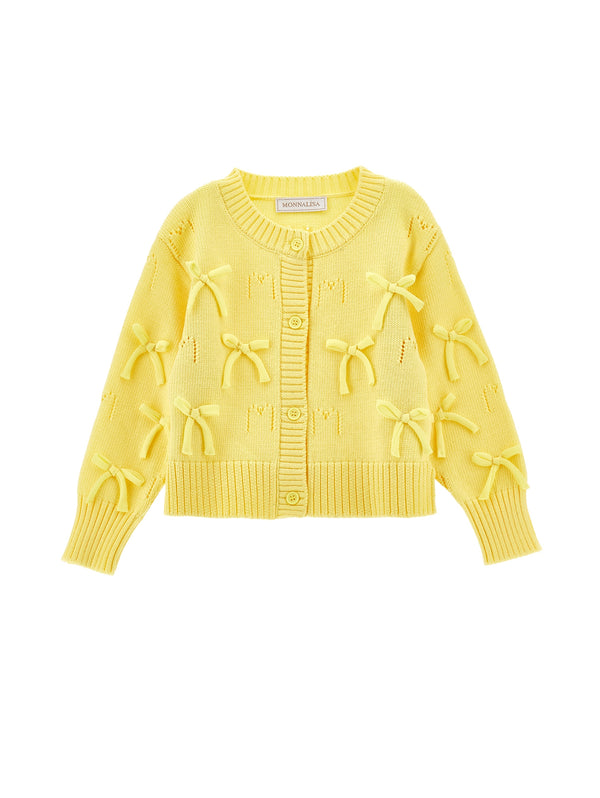 Yellow Bow Knit Cardigan