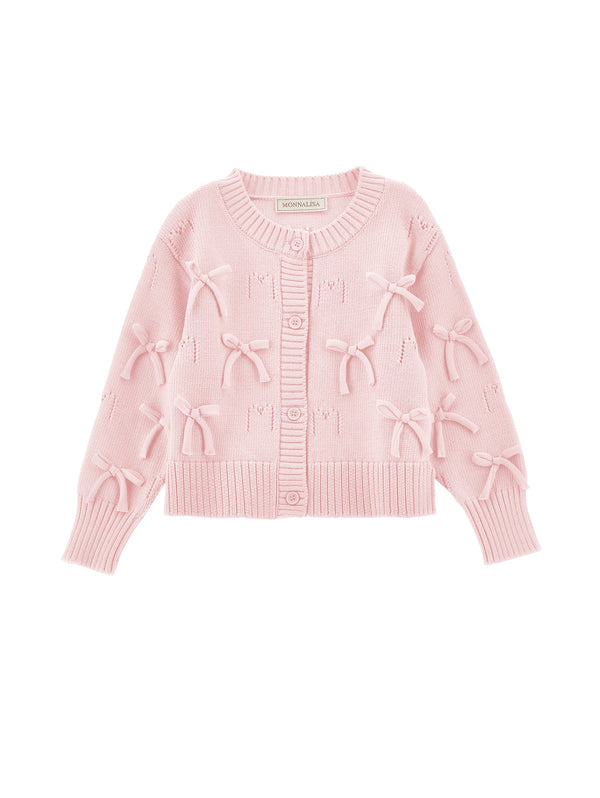 Pink Bow Knit Cardigan