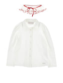 Cream with Ruby Trim Ruffled Collar Blouse
