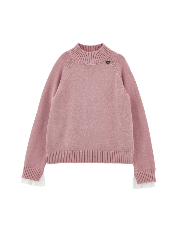 Blush Rose Wool Knit Mockneck Sweater