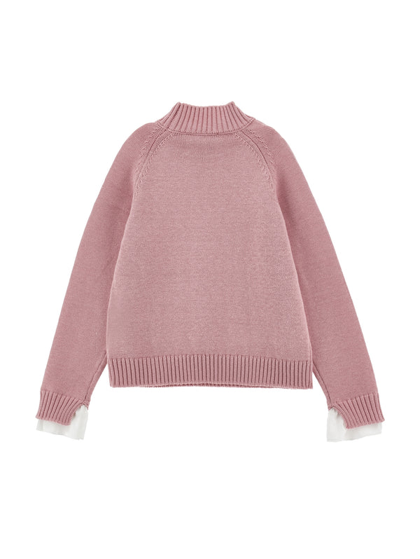 Blush Rose Wool Knit Mockneck Sweater