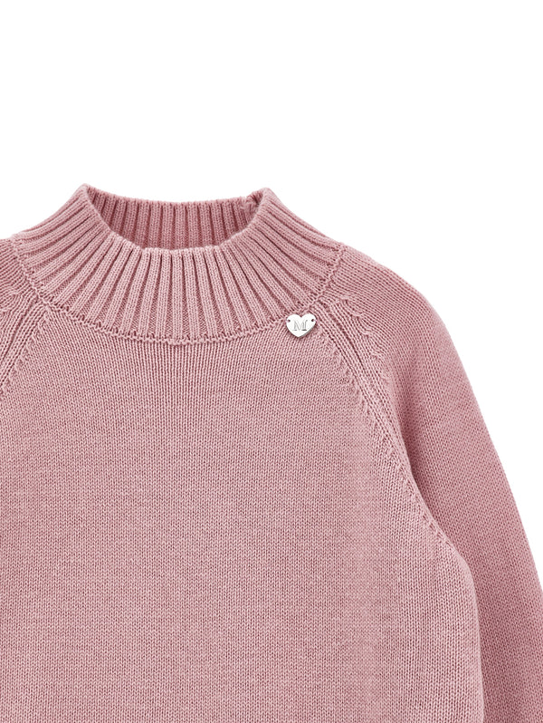 Blush Rose Wool Knit Mockneck Sweater