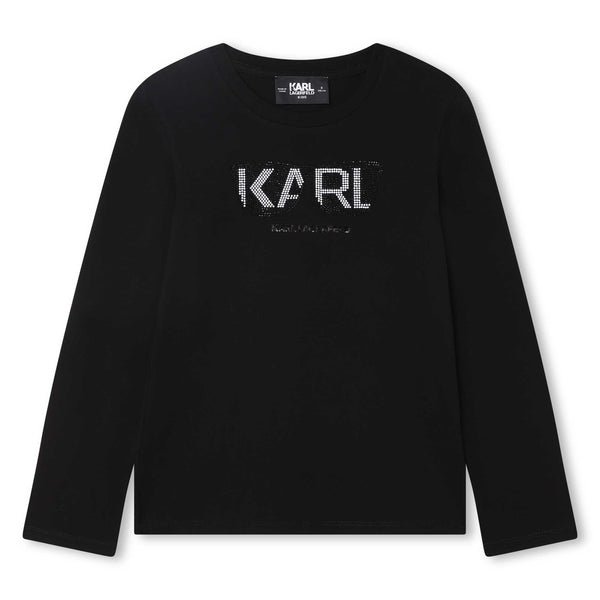 Black Tee with Rhinestone KARL Glasses
