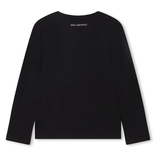 Black Tee with Rhinestone KARL Glasses