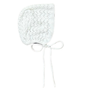 White Cable Knit Bonnet