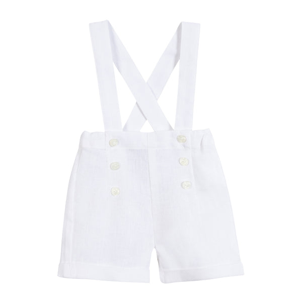 White Baby Linen Overall Short