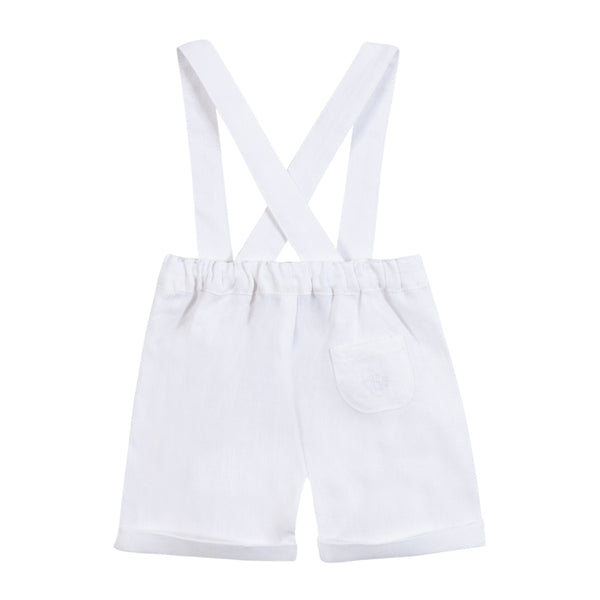 White Baby Linen Overall Short
