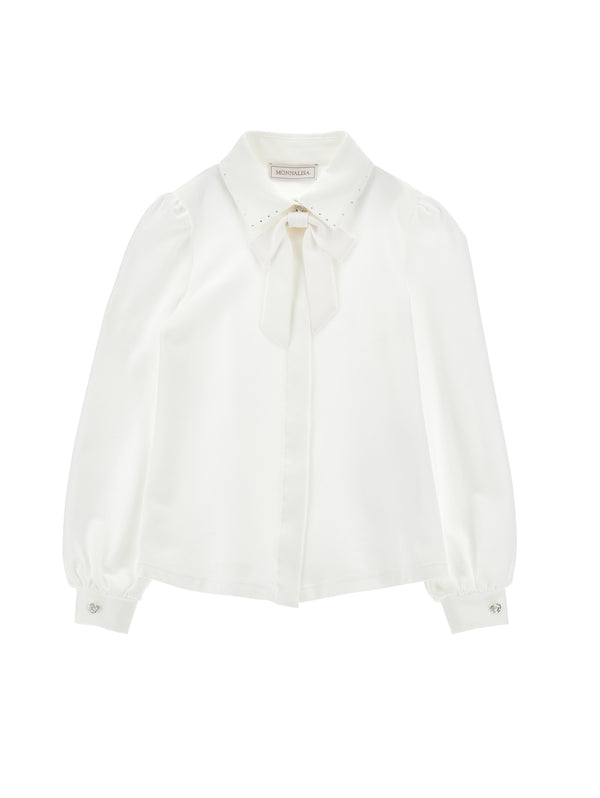 White Jersey Madga Bow Blouse
