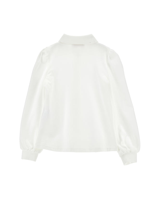 White Jersey Madga Bow Blouse