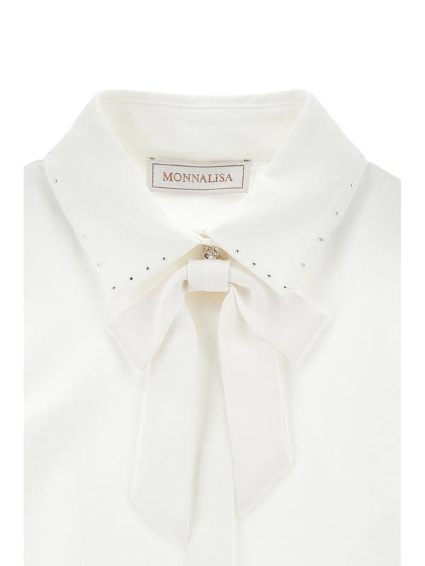 White Jersey Madga Bow Blouse