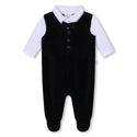 White Navy Ceremony Overall Footie with Bow Tie